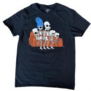 The Simpsons T-shirt Treehouse of Horror Family Bones Skeleton 100% Cotton Med‎